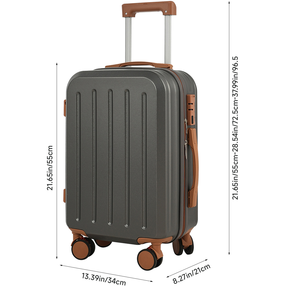 H&O Direct Dark Grey ABS Hard Shell Suitcase with Cup Holder and USB Port 20 inch Image 6