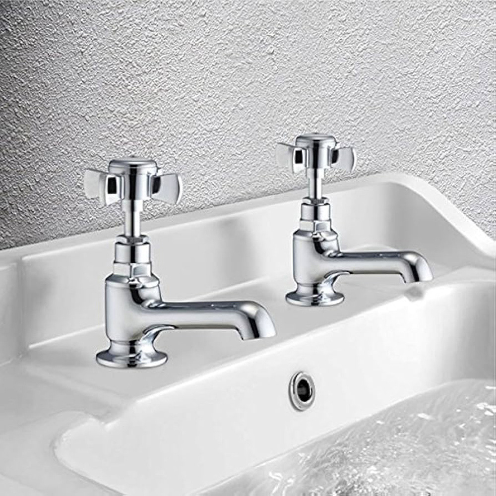 Nes Home Regent Victorian Chrome Hot and Cold Twin Bath Taps Image 2