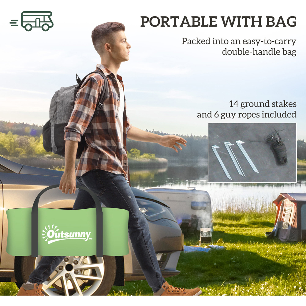 Outsunny 3-4 Person Waterproof Family Camping Tent with Bedroom and Living Room Green Image 7