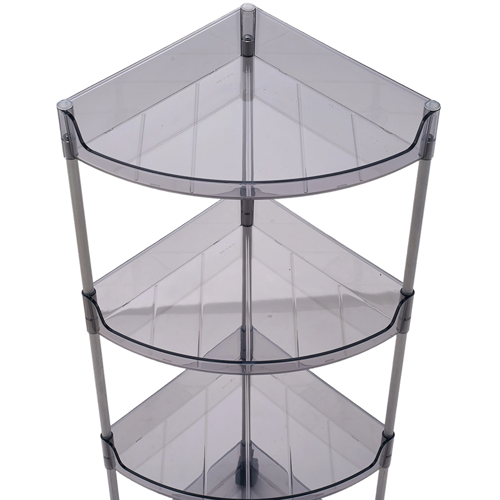 Living and Home 4-Tier Translucent Grey Corner Storage Shelf with Castors Image 5