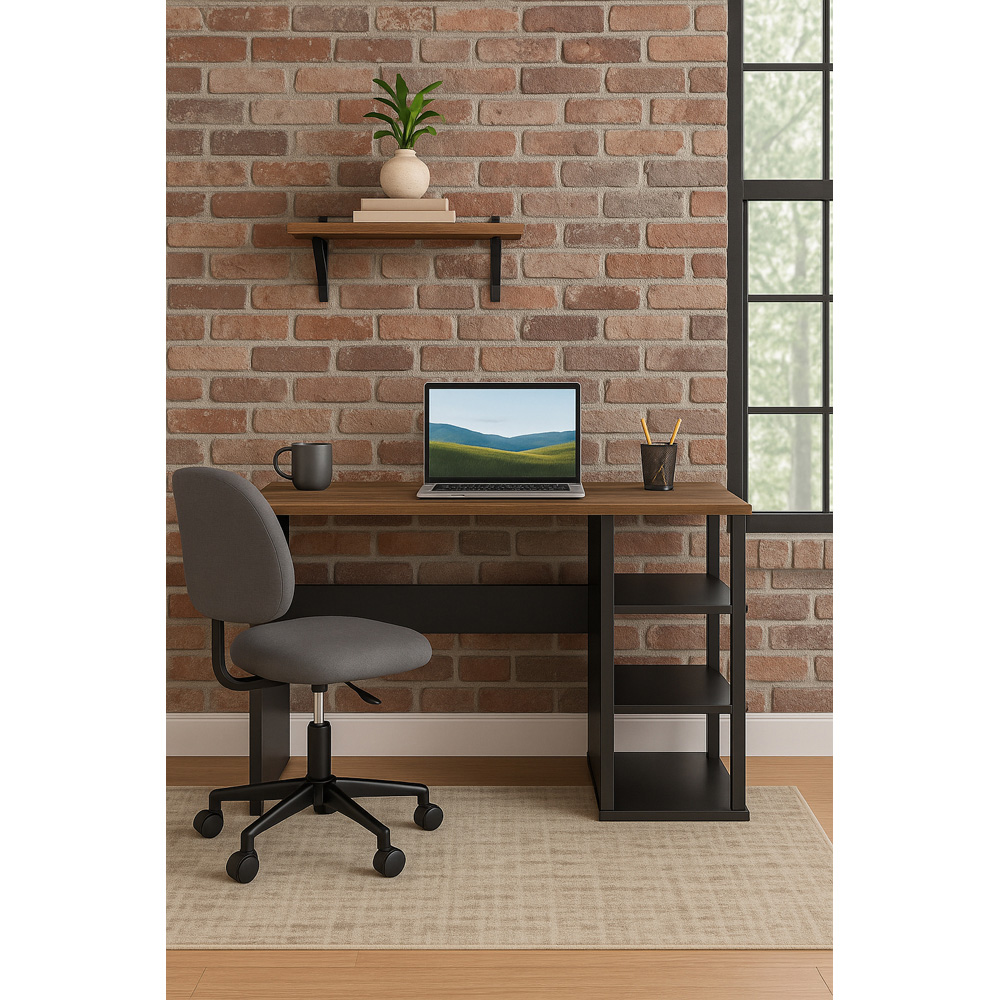 Decorotika Polina 3 Shelf Computer Desk Black and Walnut Image 5