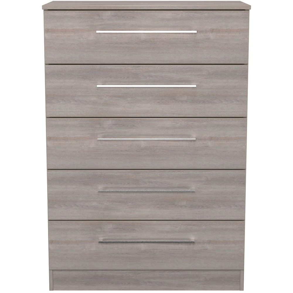 Crowndale Worcester 5 Drawer Grey Oak Chest of Drawers Ready Assembled Image 2