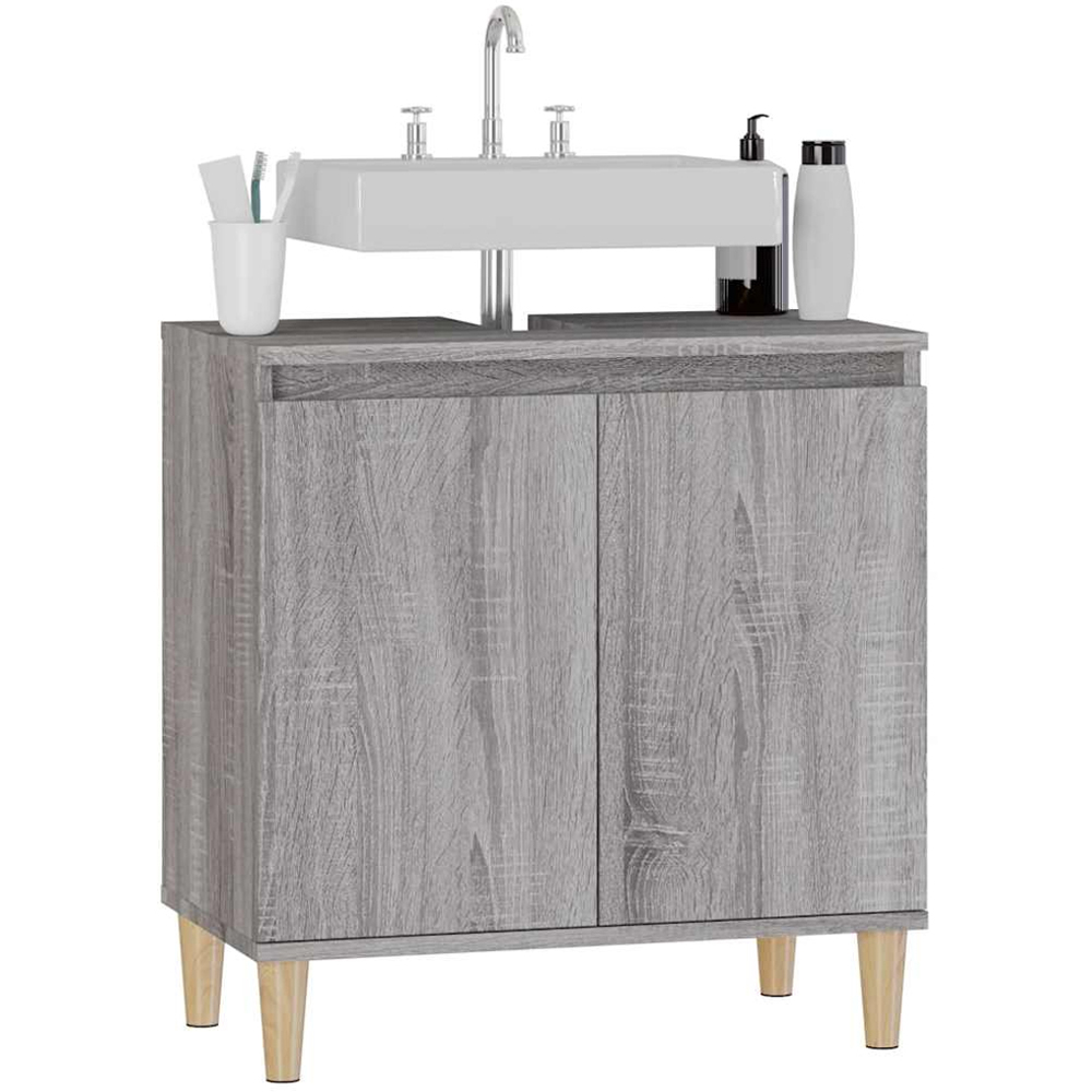vidaXL 2 Door Grey Sonoma Bathroom Sink Cabinet Image 5