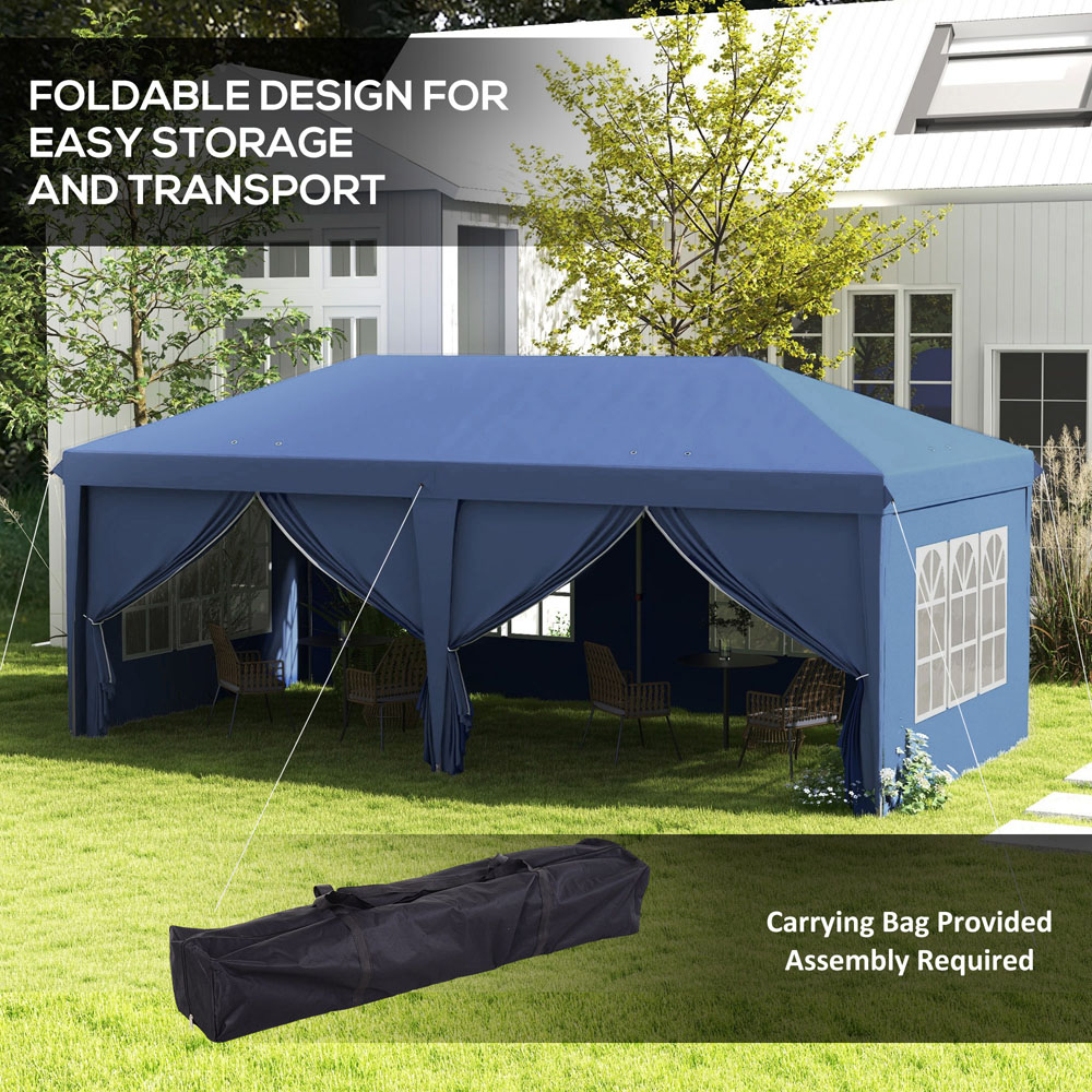 Outsunny 3 x 6m Blue Pop Up Gazebo with Storage Bag Image 8