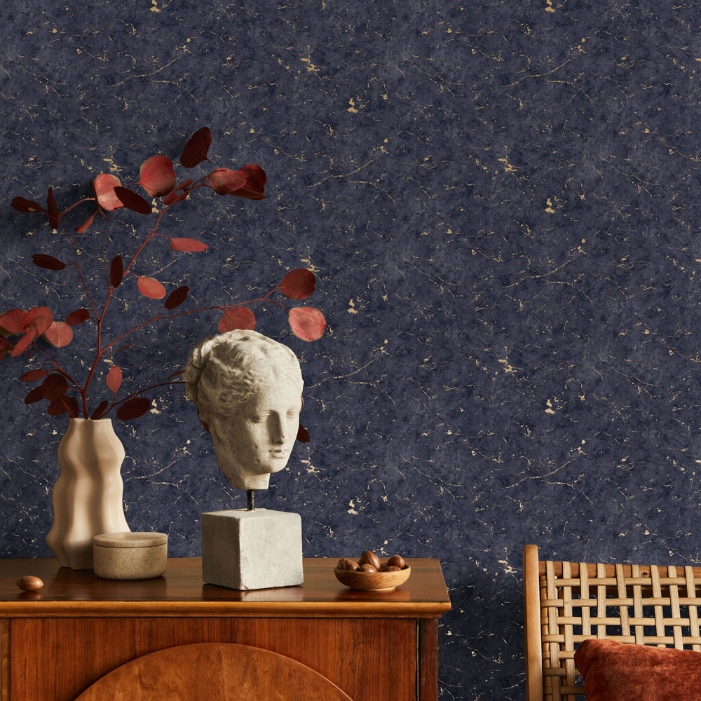 Superfresco Easy Gilded Plaster Navy Copper Wallpaper Image 3