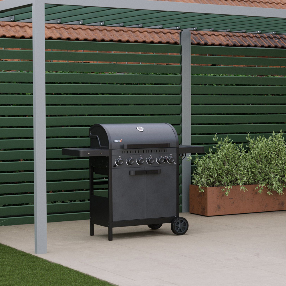 Ottimo 420 6 Burner Matt Grey and Black Gas BBQ with Side Burner Image 2