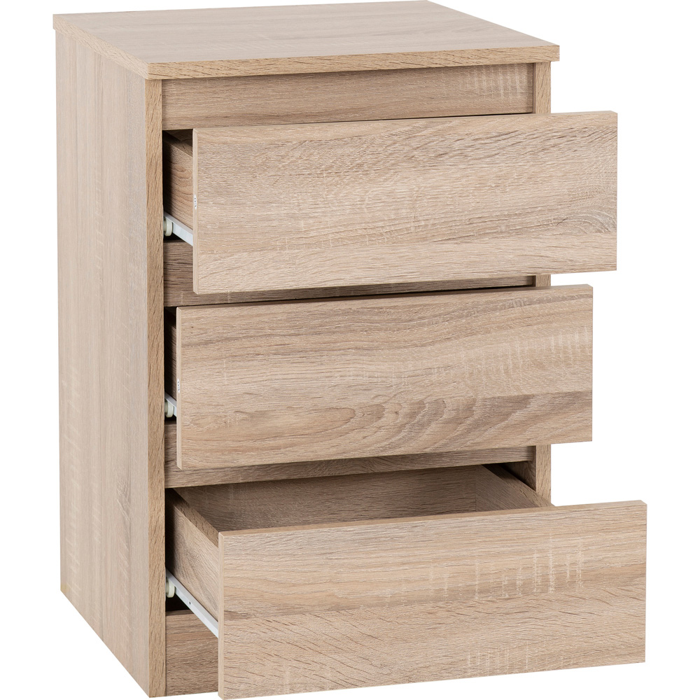 Seconique Malvern 3 Drawer Sonoma Oak Effect Bedside Table Image 4