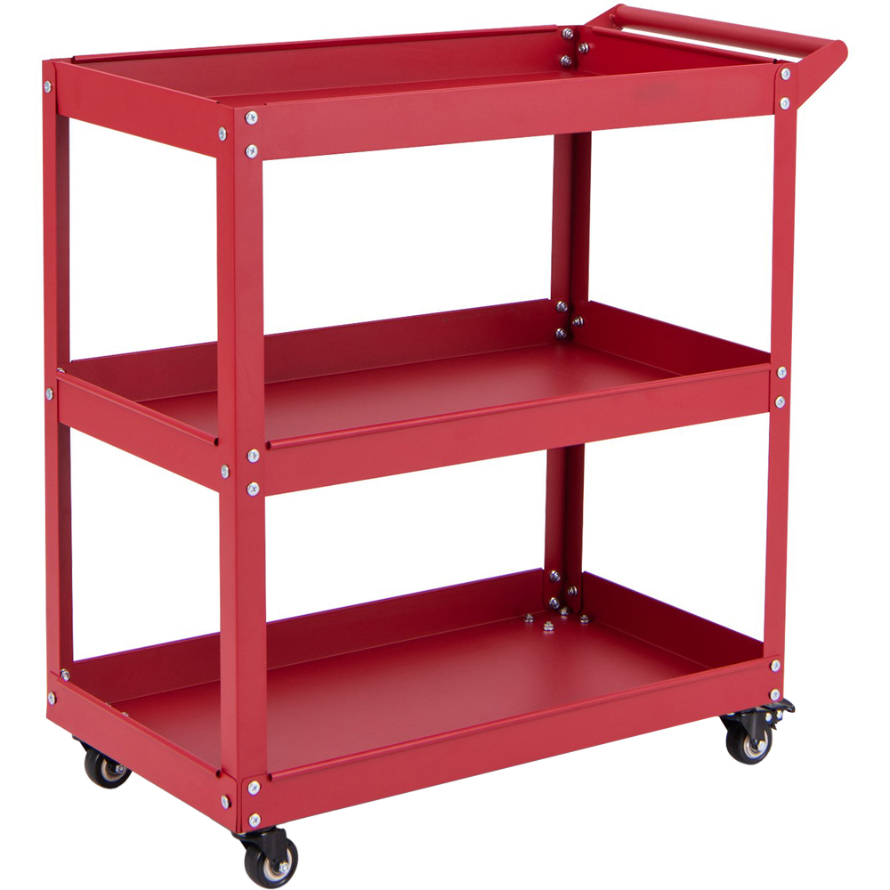 Costway 3 Shelf Red Rolling Service Trolley Image 1