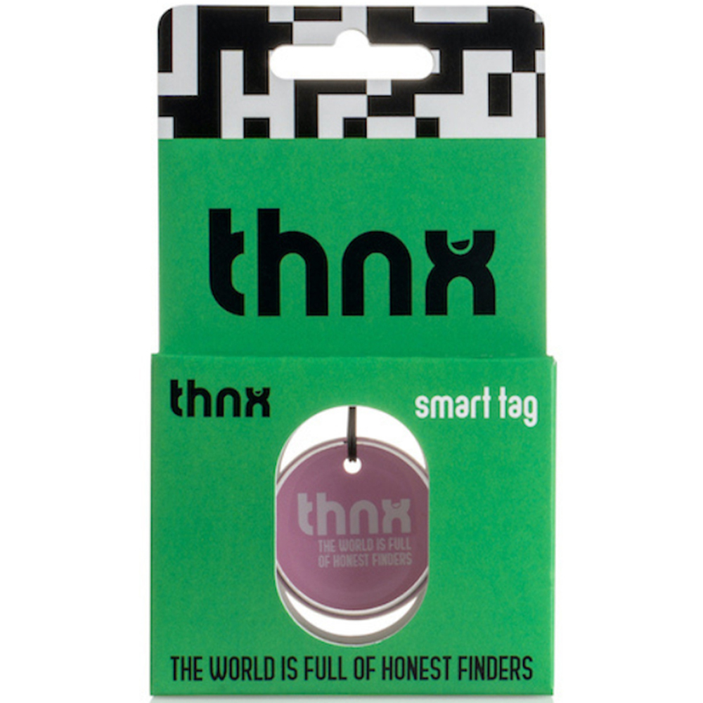 Thnx Pink Medium Airtag Keychain with QR Code Image 5