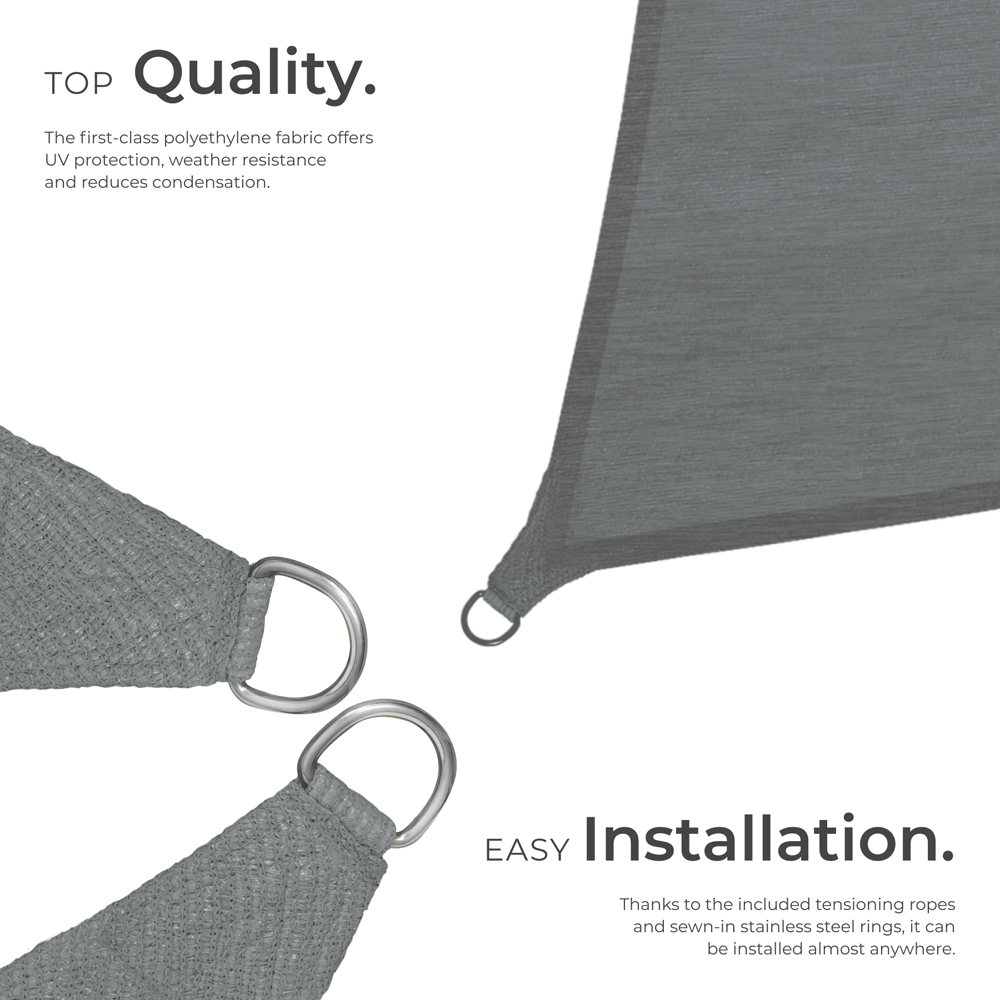 tectake Grey UV 50+ Rectangular Shade Sail 500cm Image 3