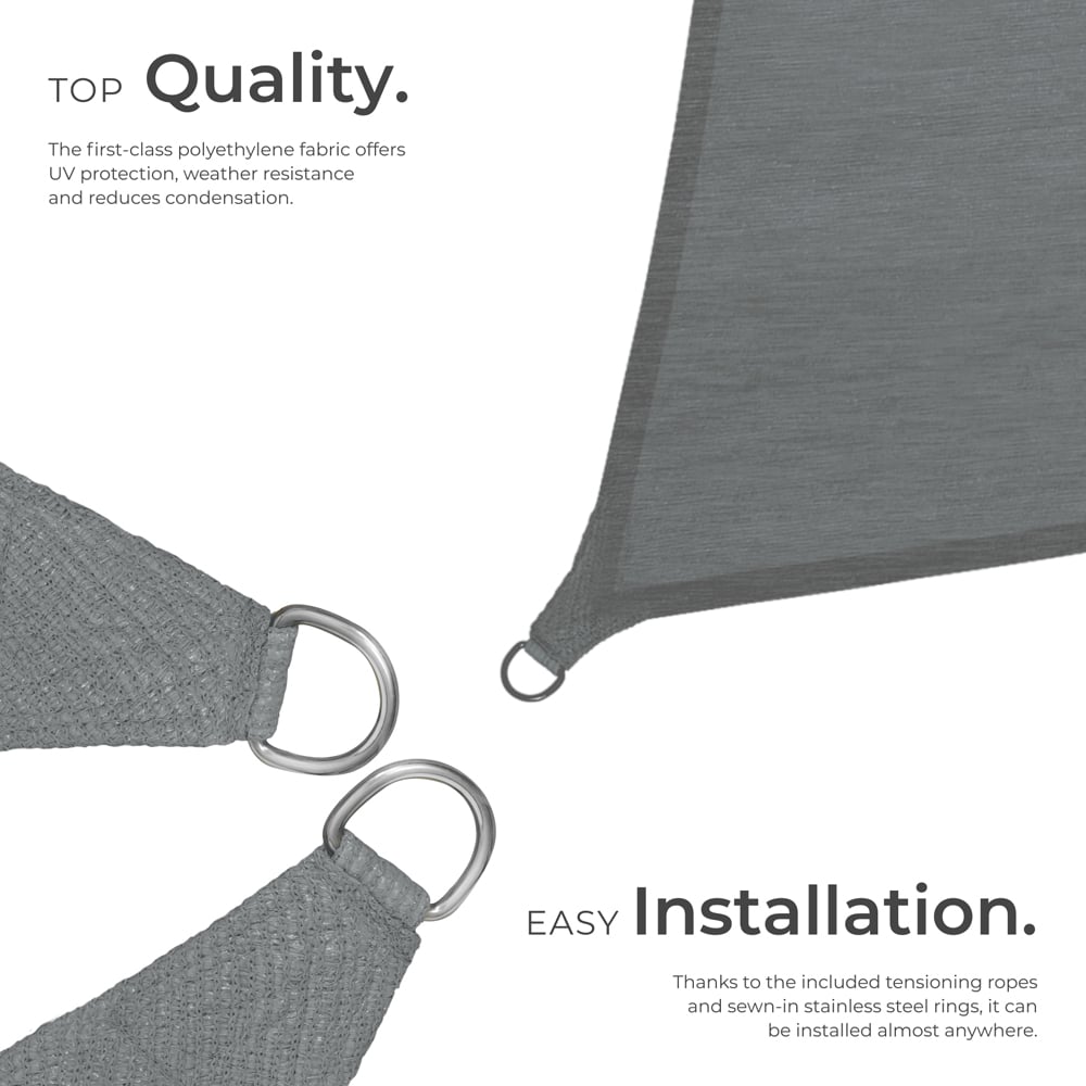 tectake Grey UV 50+ Rectangular Shade Sail 400cm Image 3