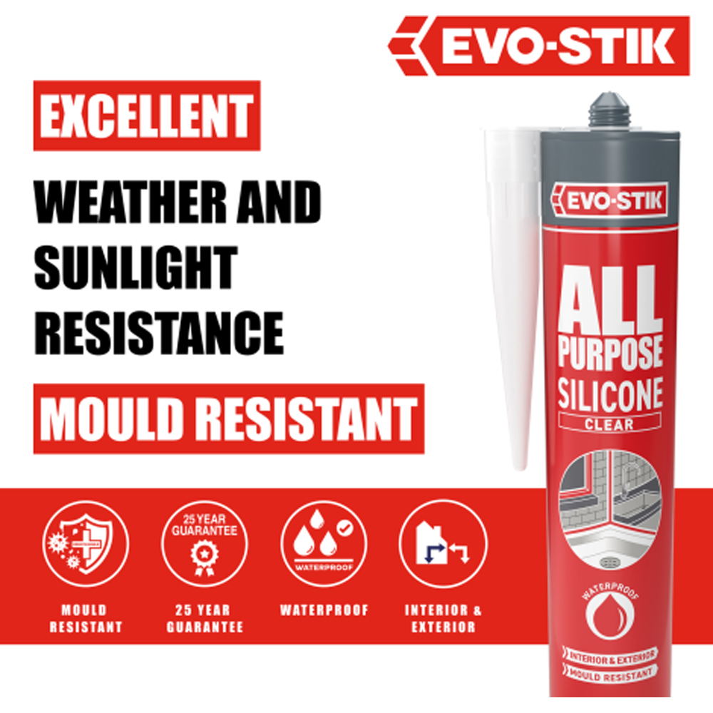 Evo-Stik Evo-Seal White Multipurpose Silicone Tube 290ml 12 Pack Image 3