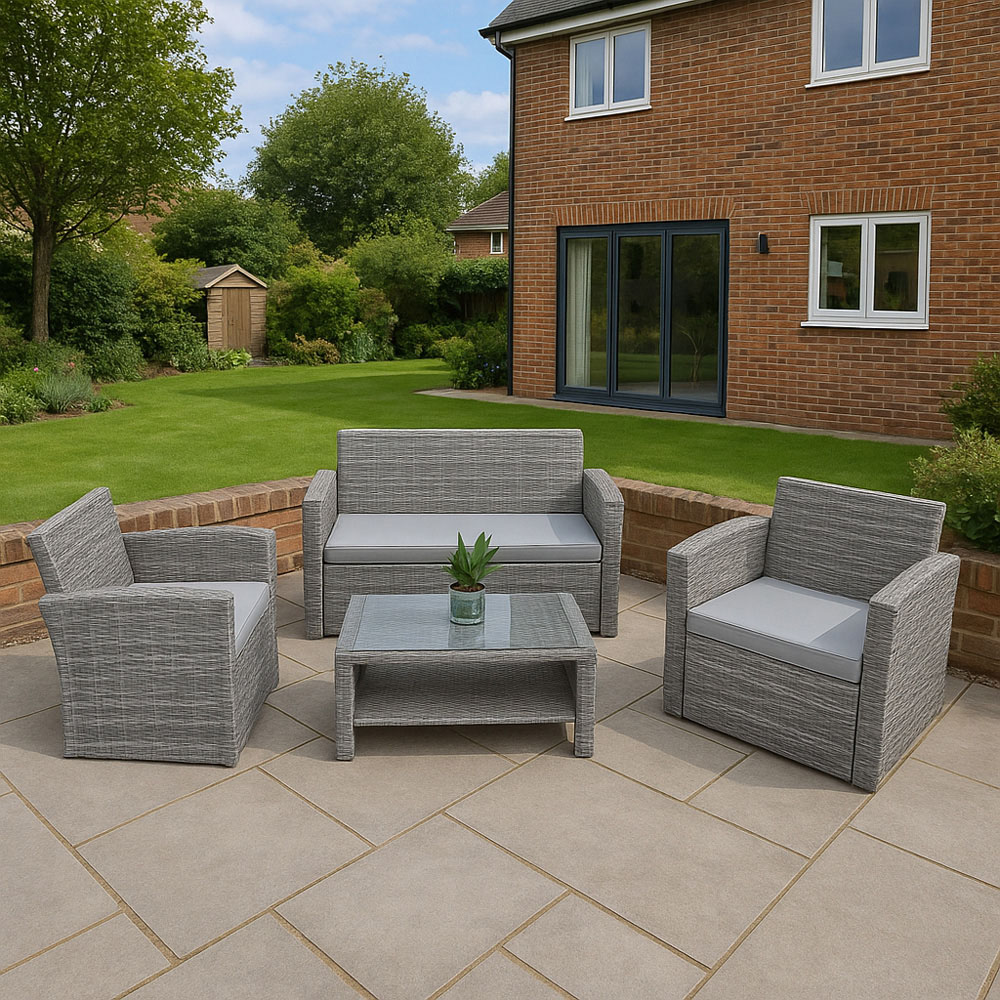 Shatchi 4 Seater Grey Steel Garden Sofa Set Image 5