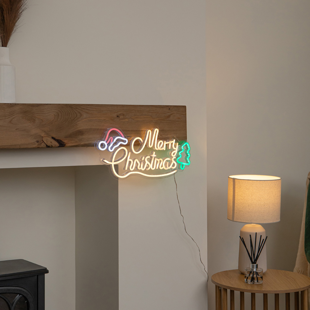 Samuel Alexander Multicolour LED Light-Up Neon Merry Christmas Decoration 43cm Image 7