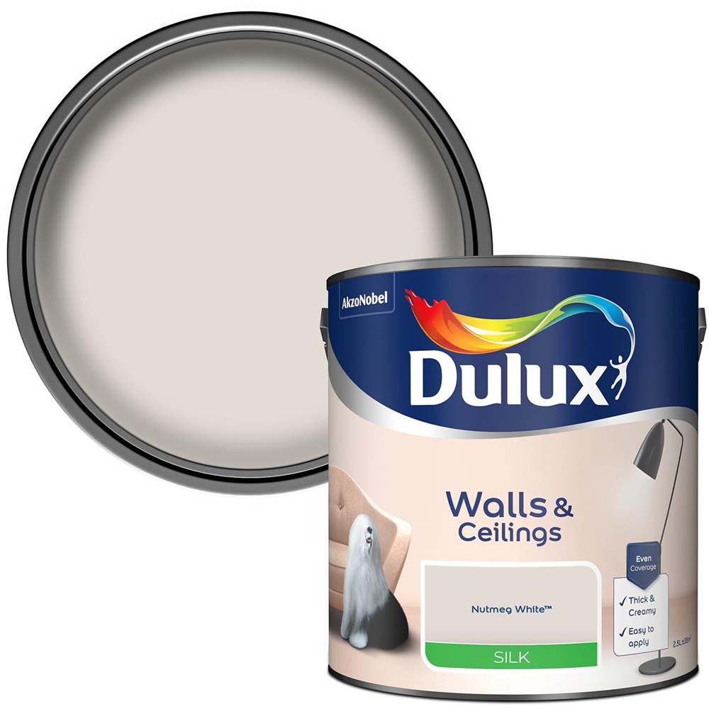 Dulux Silk Emulsion Paint Nutmeg White 5l Image 1