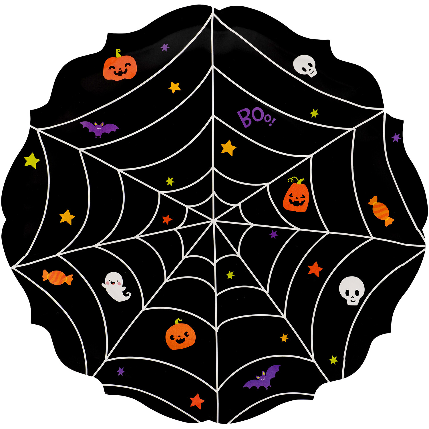 Pack of 8 Trick or Treat Web Plates Black Image 3