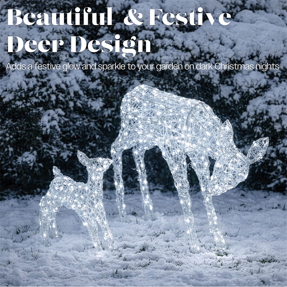 Xmas Haus 230 Bright LED Acrylic Mother and Baby Deer Christmas Decoration Image 3