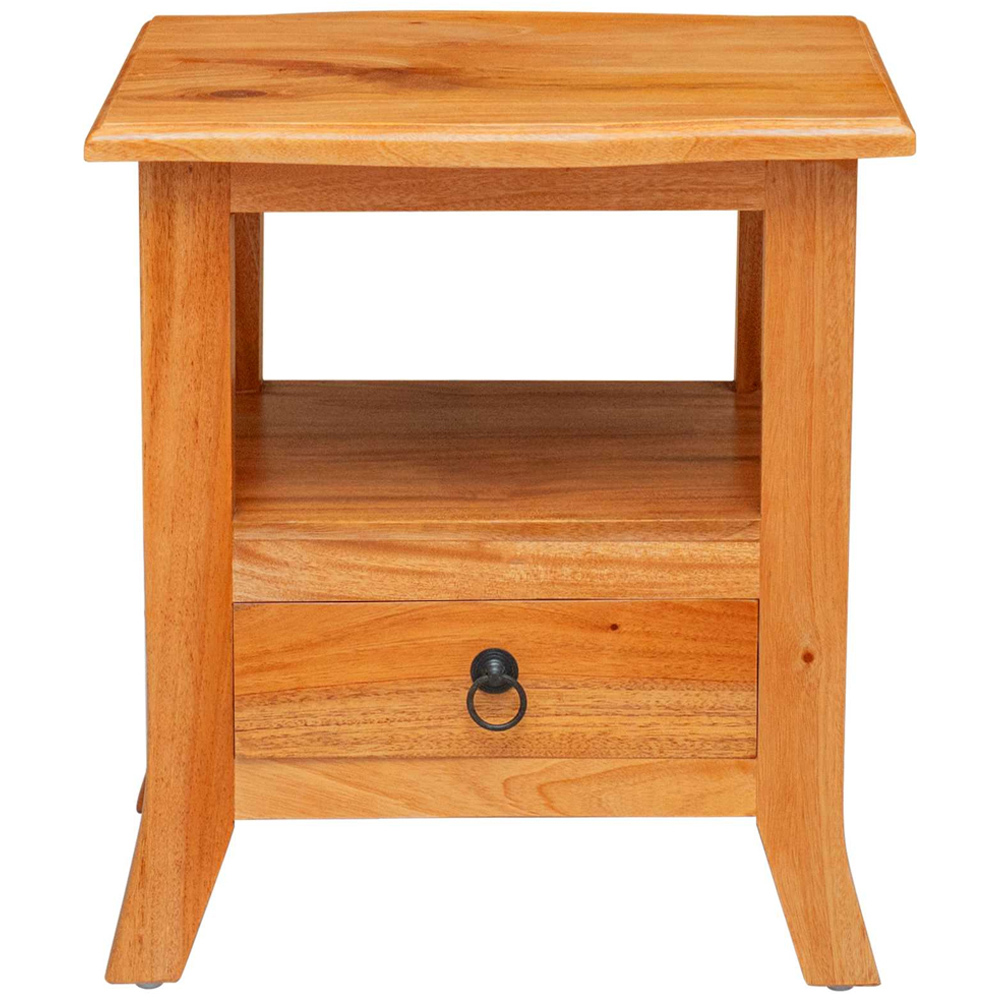 vidaXL Single Drawer Single Shelf Natural Rustic Solid Mahogany Wood Bedside Table Image 5