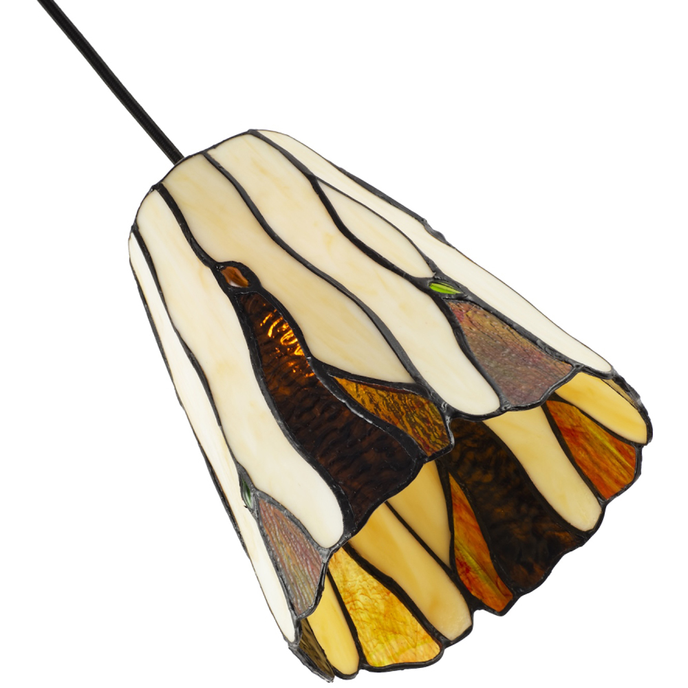 Happy Homewares Amber Stained Glass Tiffany Pendant Light Shade with Coloured Gems Image 6