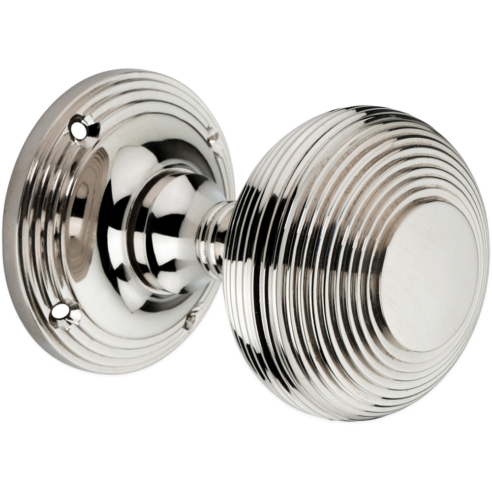 Spira Brass Polished Nickel Beehive Door Knob 2 Pack Image 3