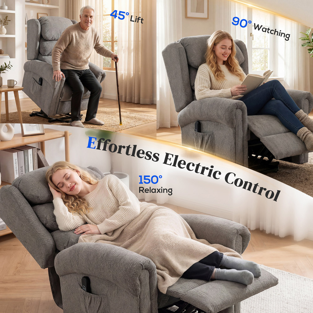 Portland Dark Grey Electric Power Lift Recliner Armchair with Remote Image 6