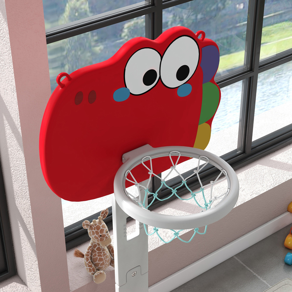 AIYAPLAY 5-in-1 Kids Red Height Adjustable Basketball Set Image 3