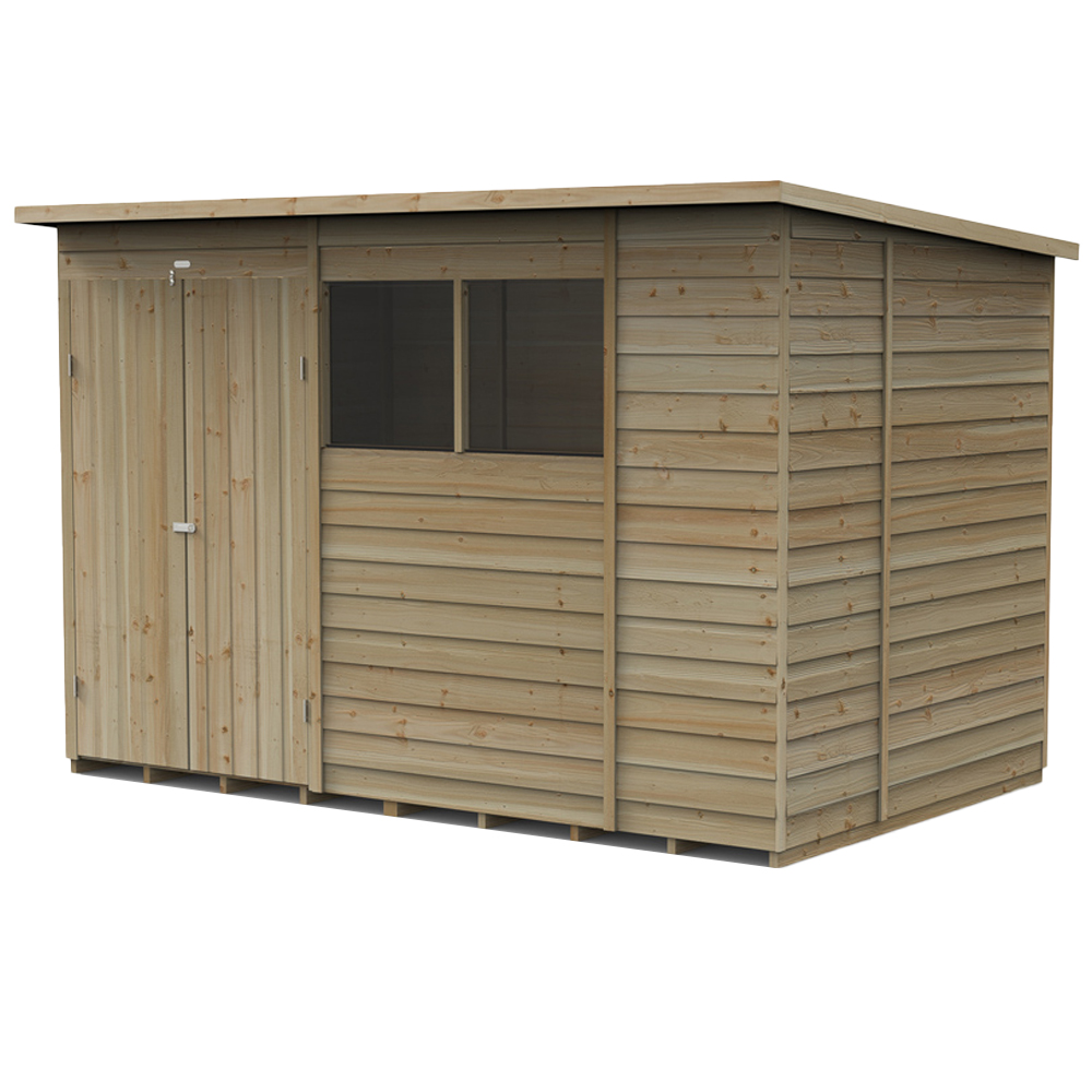 Forest Garden 4LIFE 10 x 6ft Double Door Pent Shed Image 1