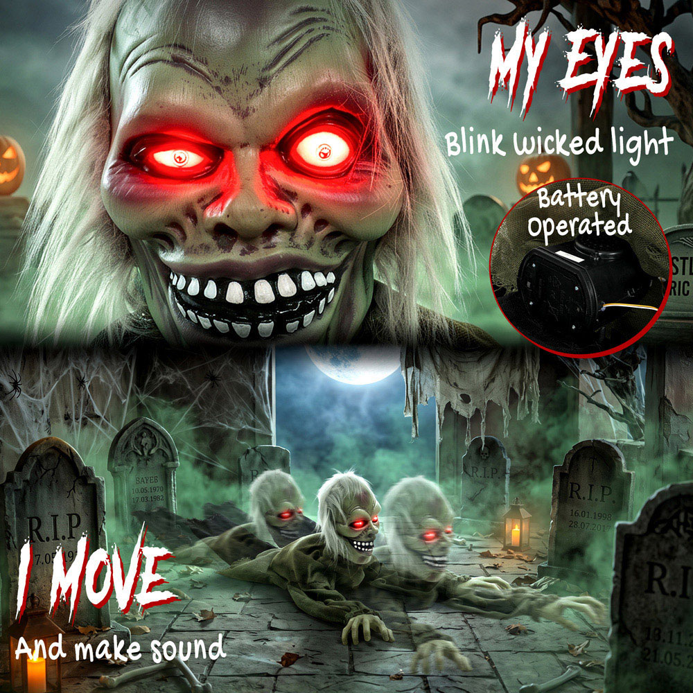 HOMCOM Light Up Animatronic Crawling Zombie Halloween Decoration 3.8ft Image 7