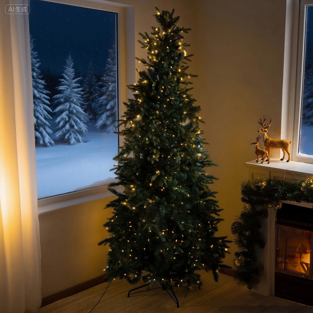 Abrihome 700 Warm White LED Pre-Lit Slim Artificial Christmas Tree with 1894 Mixed Tips 8.5ft Image 4