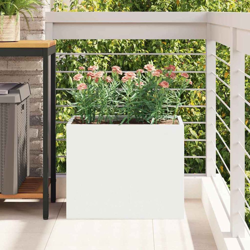vidaXL White Cold Rolled Steel Garden Decor 40 x 50 x 32cm Image 2