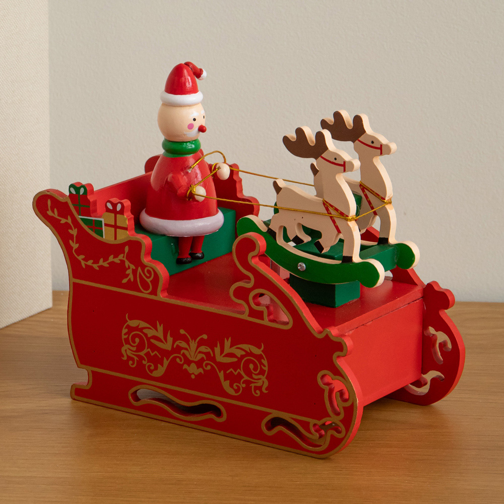 Samuel Alexander Musical Santa Sleigh Decoration with Moving Reindeer 17cm Image 2