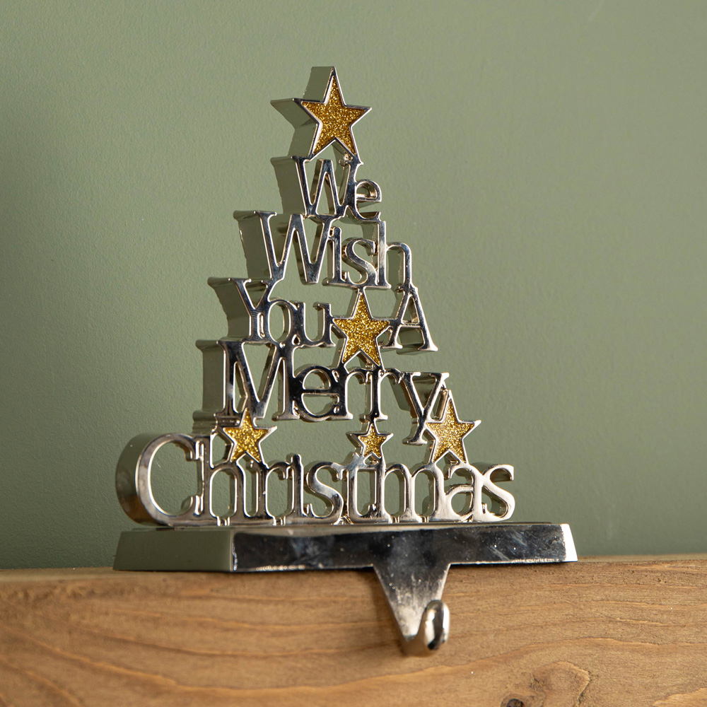 Samuel Alexander Silver We Wish You a Merry Christmas Stocking Hanger 22cm Image 6