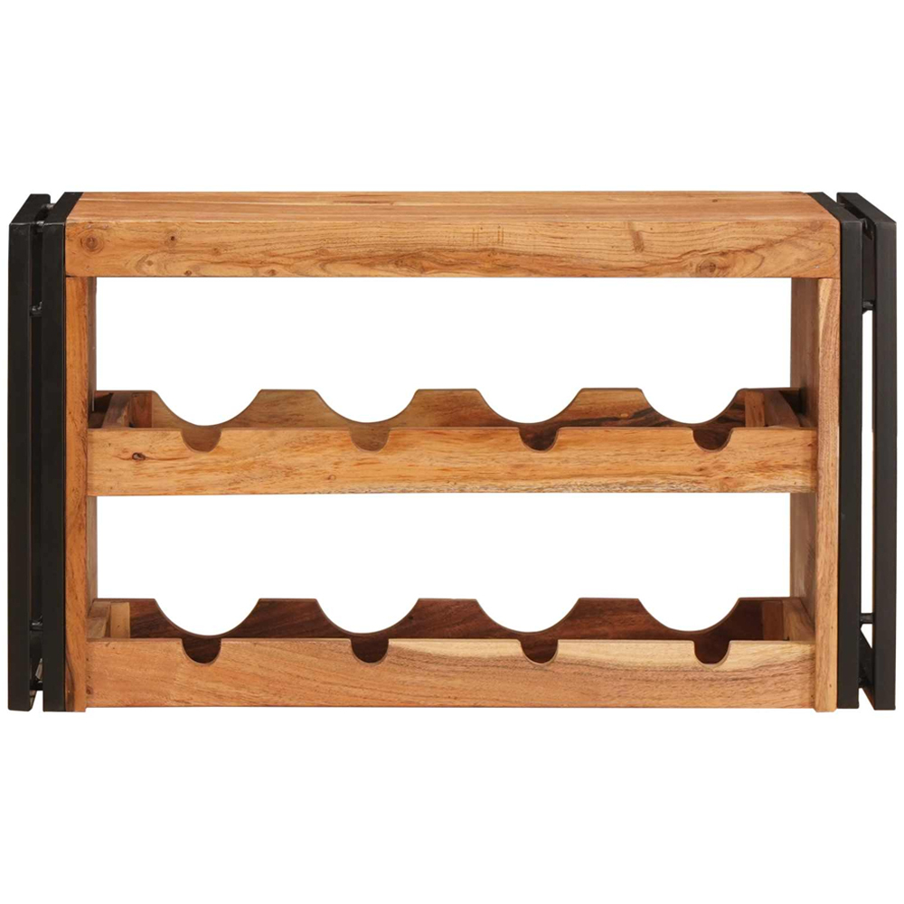 vidaXL 8 Bottle Brown Solid Acacia Wood Wall Mounted Wine Rack Image 2