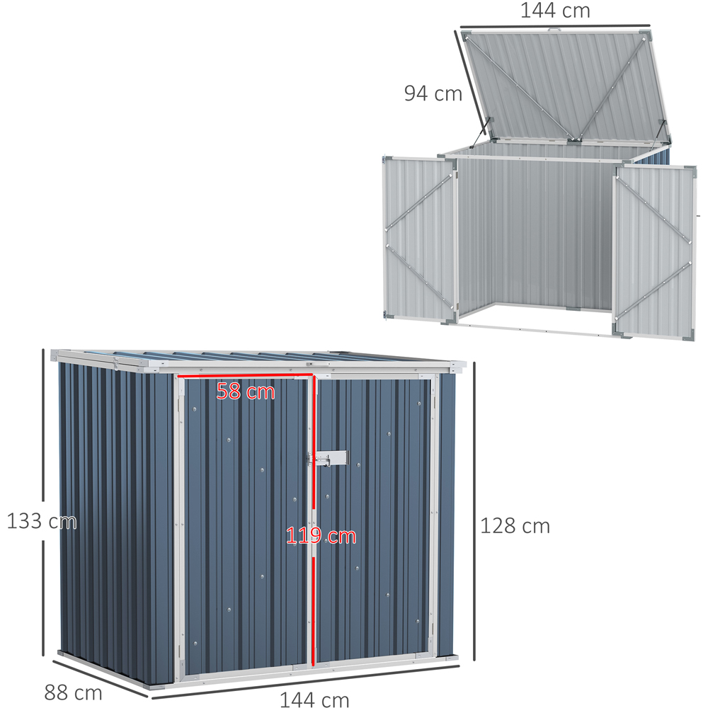 Outsunny 5 x 3ft Blue Storage Metal Shed Image 7