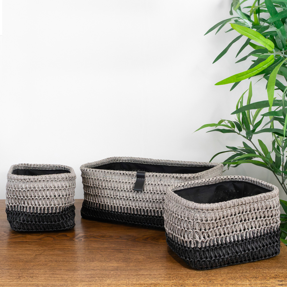 JVL Kenzi Light Grey Rectangular Storage Basket 3 Pack Image 2