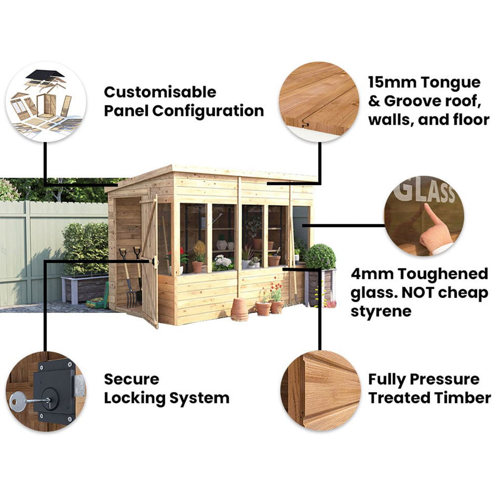 Dunster House Overlord 6 x 10ft Modular Brown Superfelt Pent Potting Shed Image 5