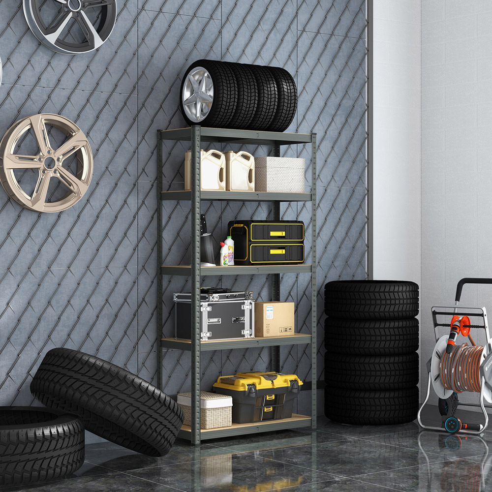 Costway Grey 5 Tier Metal Anti Tipping Shelving Unit Image 5