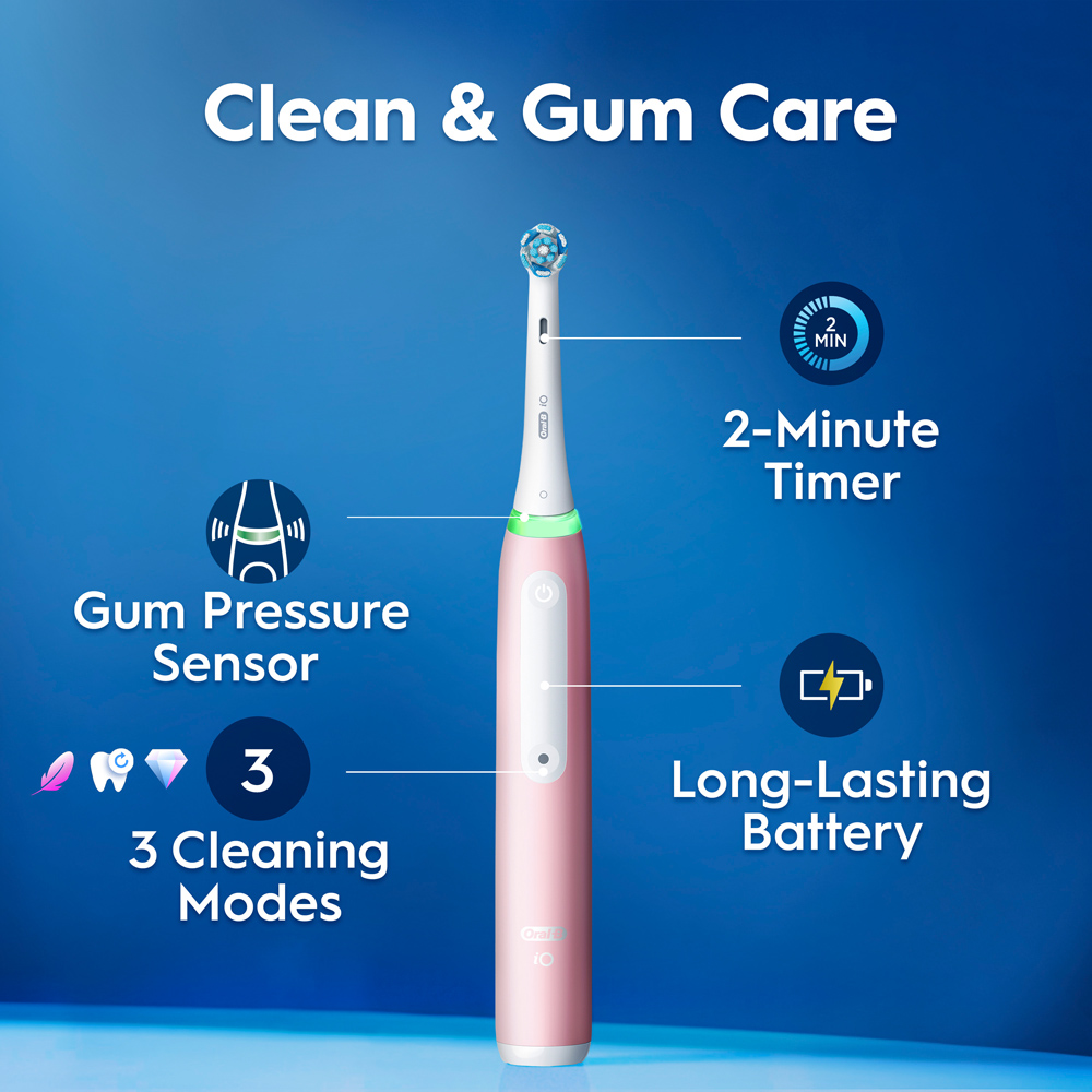 Oral-B iO 3 Pink Electric Toothbrush with Travel Case Image 2