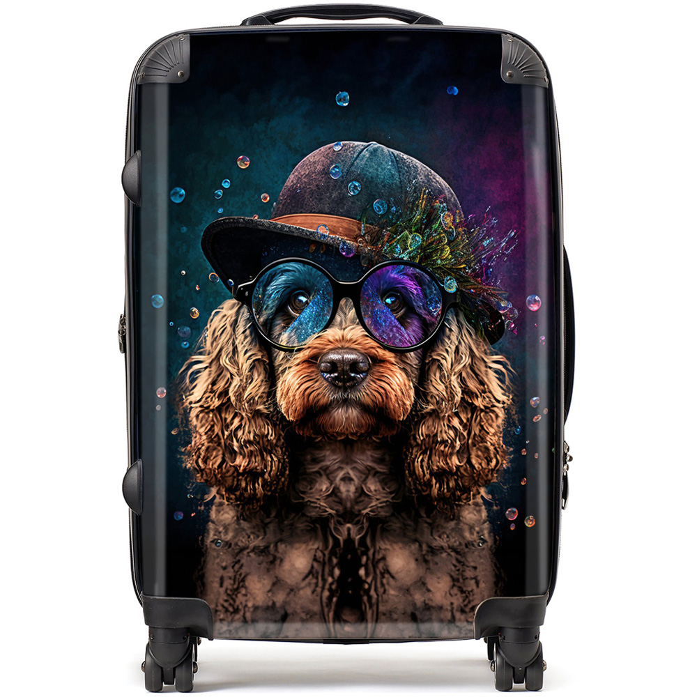 Warren Reed Designer Medium Splashart Cockapoo Dog Face Suitcase Image 1