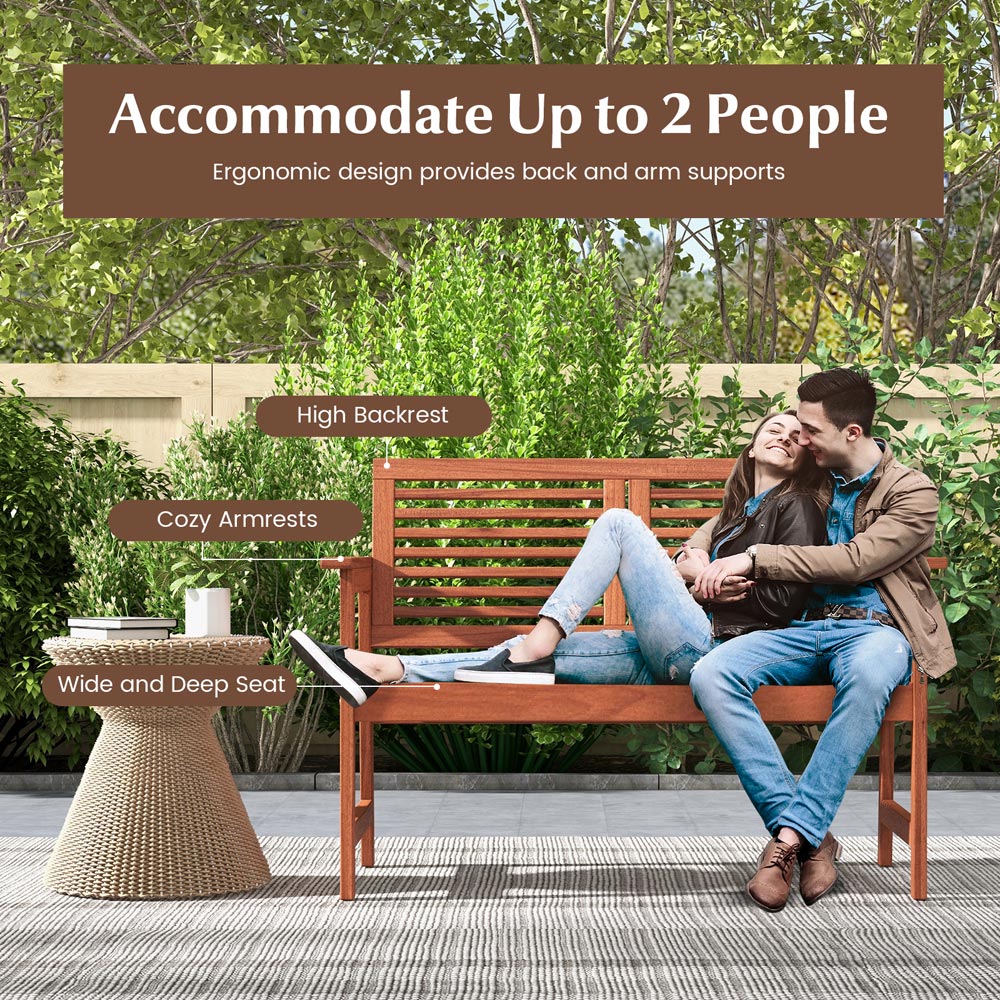Costway 2 Seater Wooden Patio Bench Image 7