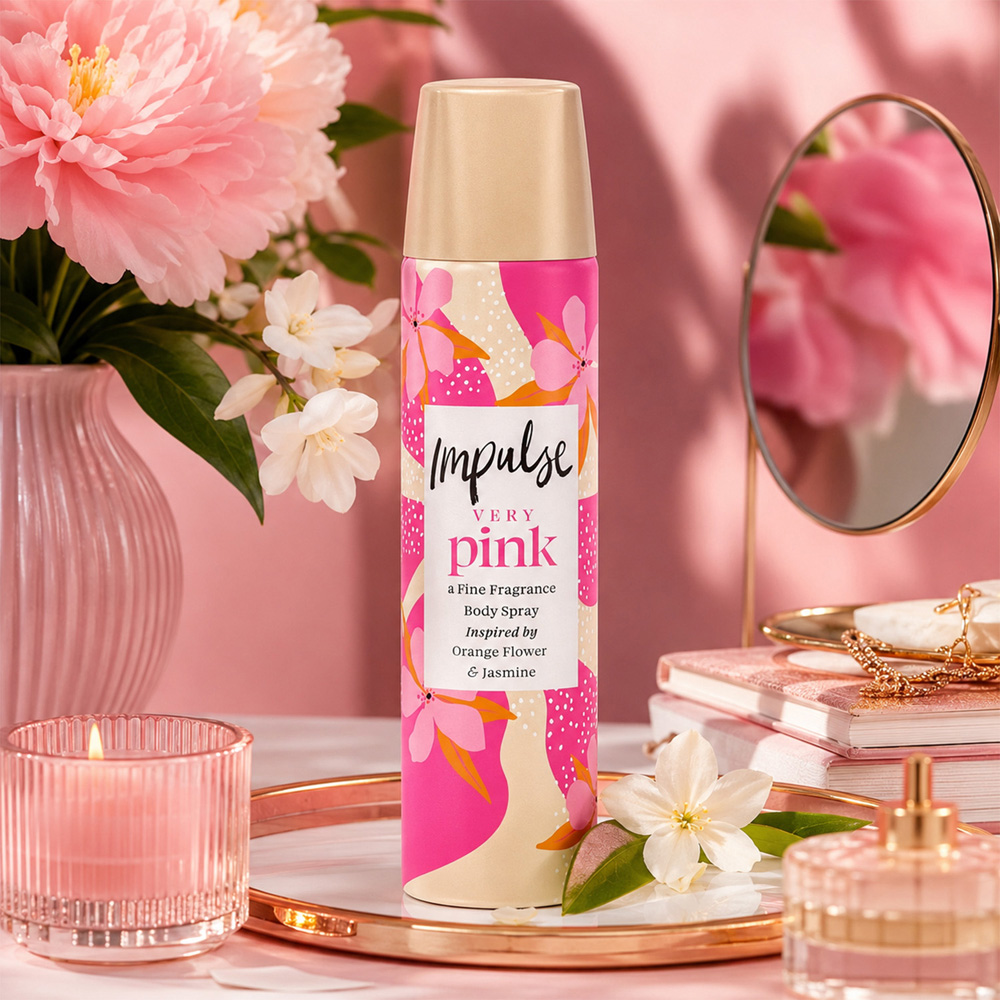 Impulse Very Pink Blend of Natural Scents Body Spray Deodorant 75ml 6 Pack Image 2