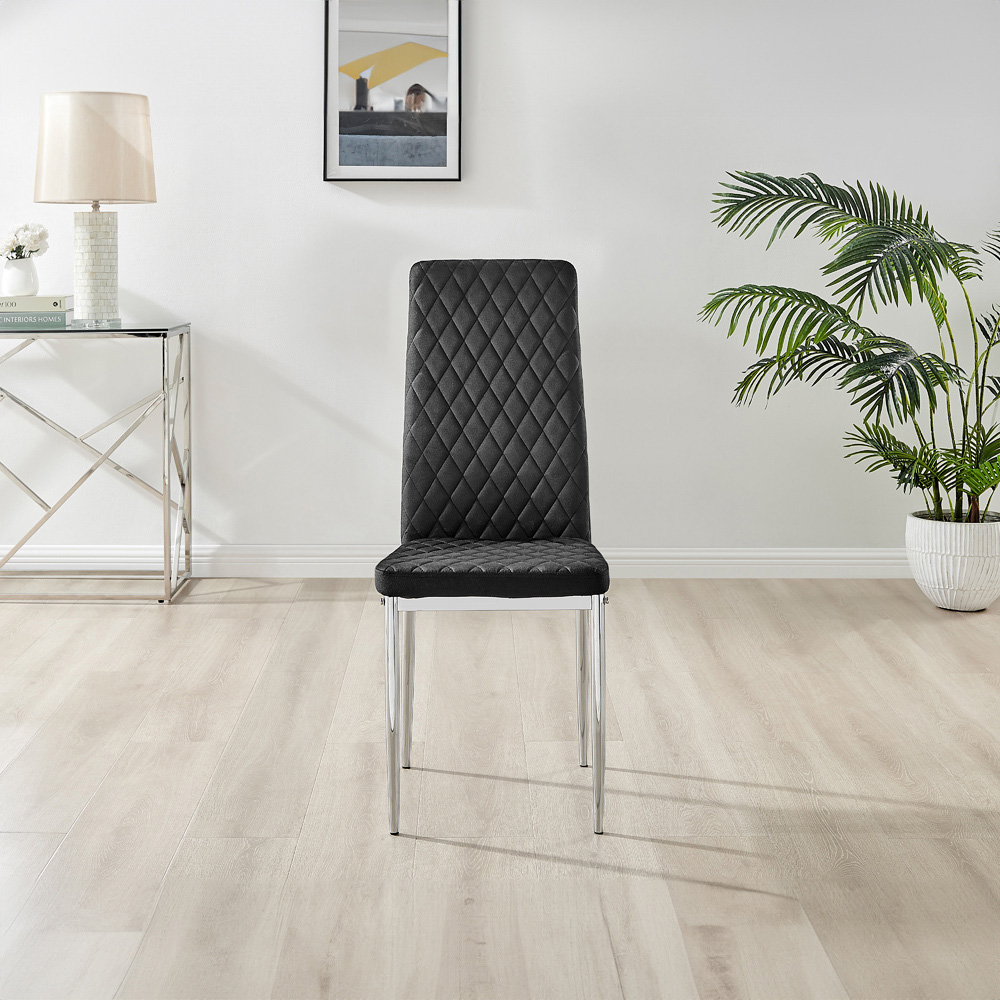 Furniturebox Copeland Valera Marble Effect 4 Seater Dining Set White Black and Chrome Image 5