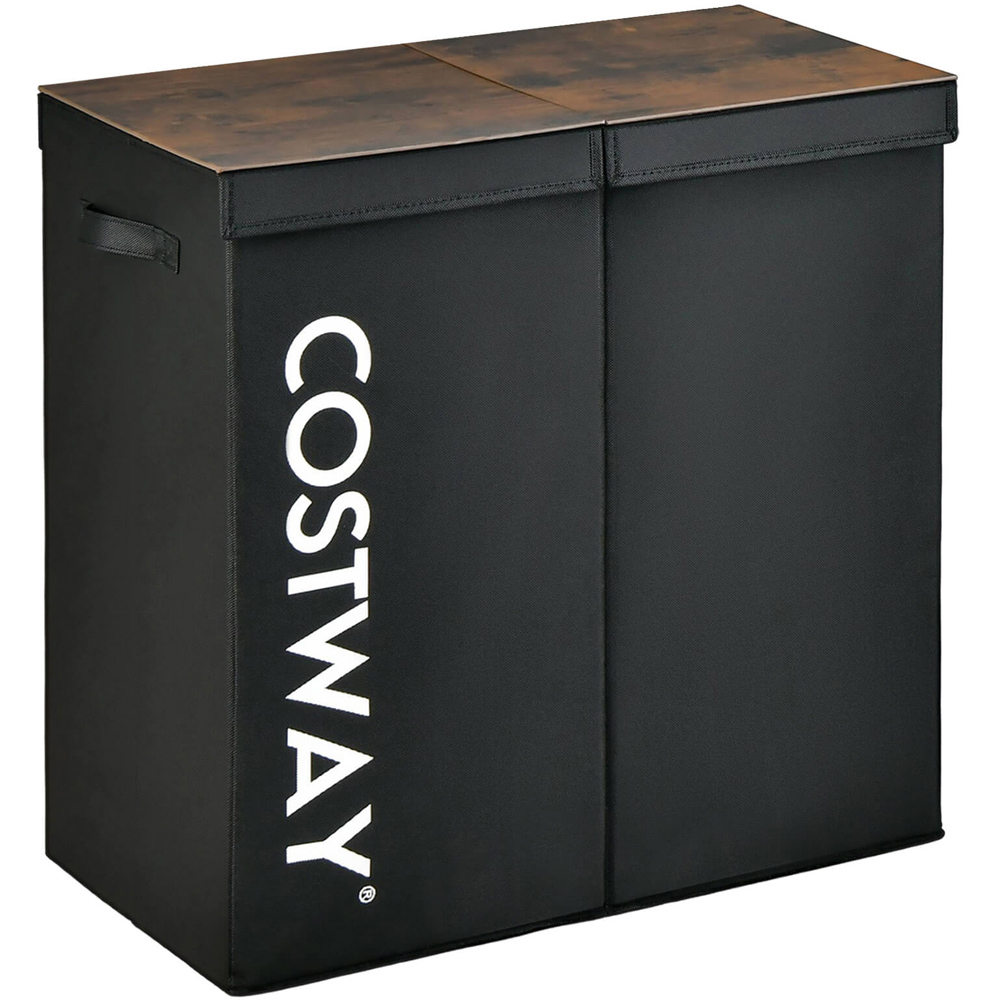 Costway 2 Section Black Laundry Hamper 105L Image 1