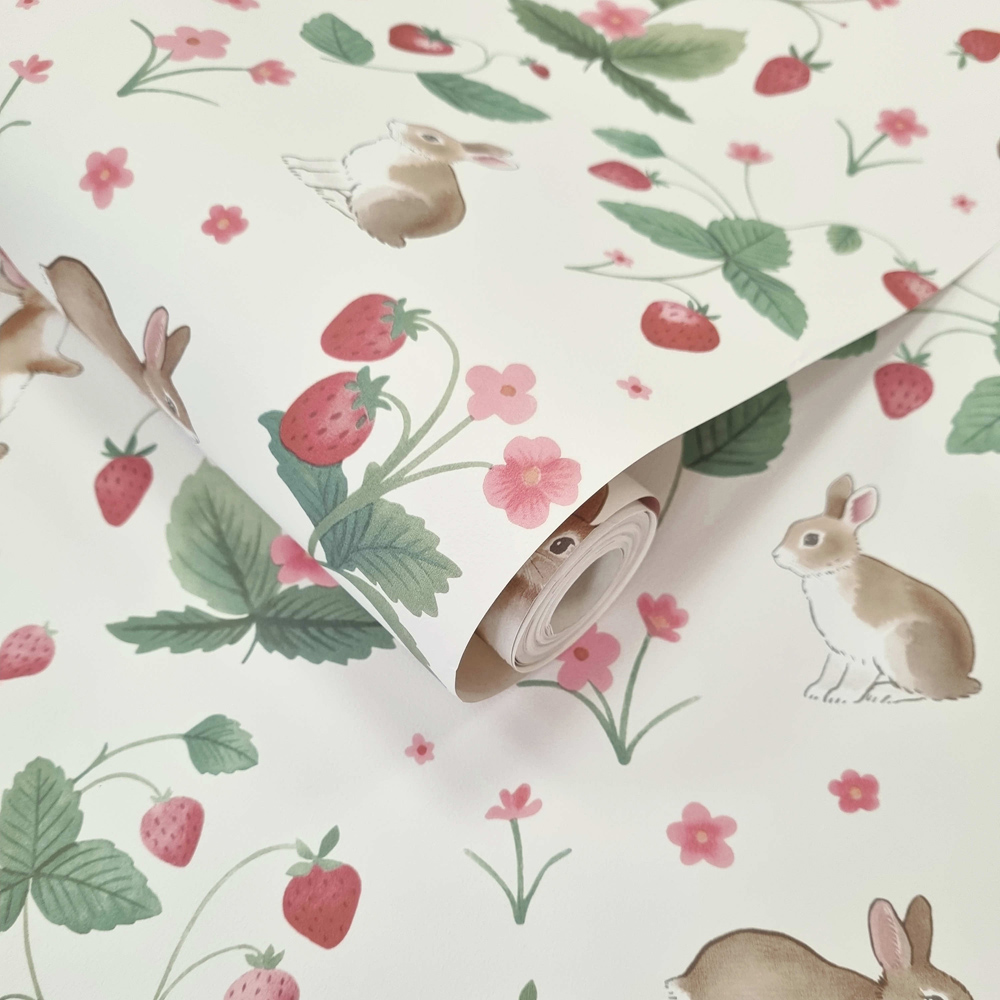 Holden Decor Bunnies and Berries Cream Wallpaper Image 2