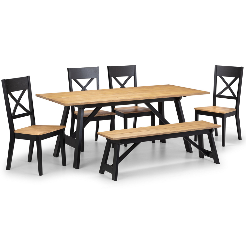 Julian Bowen Hockley 6 Seater Dining Table Bench Set Image 2