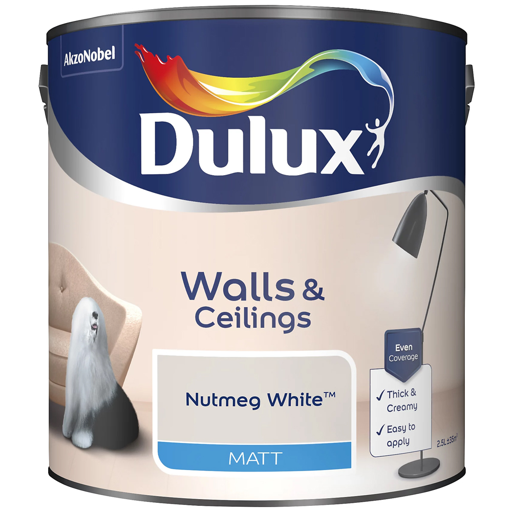 Dulux Matt Emulsion Paint Nutmeg White 2.5l Image 2