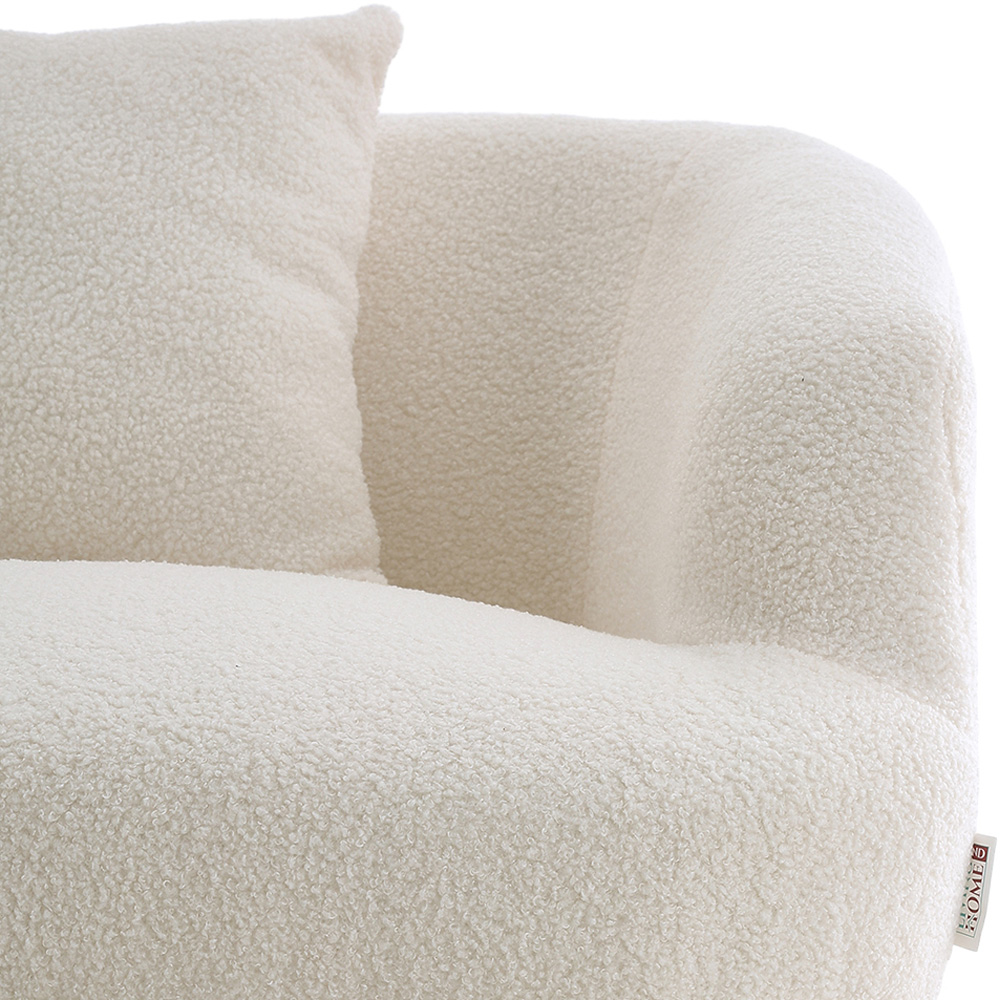 Living and Home White Teddy Fabric Loveseat with Cushions Image 6