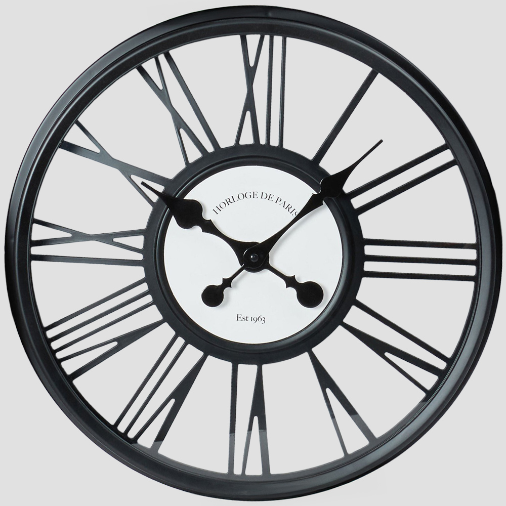 Black 3D Round Wall Clock 45cm Image 2