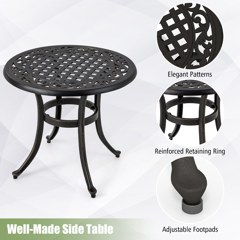 Costway Brown Patio Side Table with Adjustable Footpads Image 6