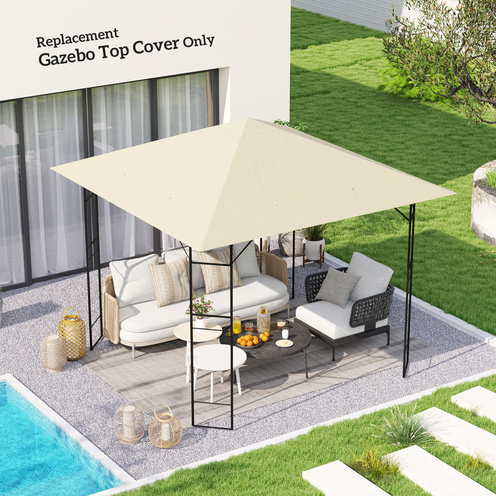 Outsunny 3 x 3m Cream White Gazebo Canopy Replacement Cover Image 3